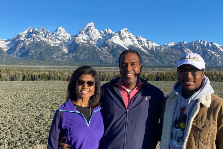 Family in front of the Tetons