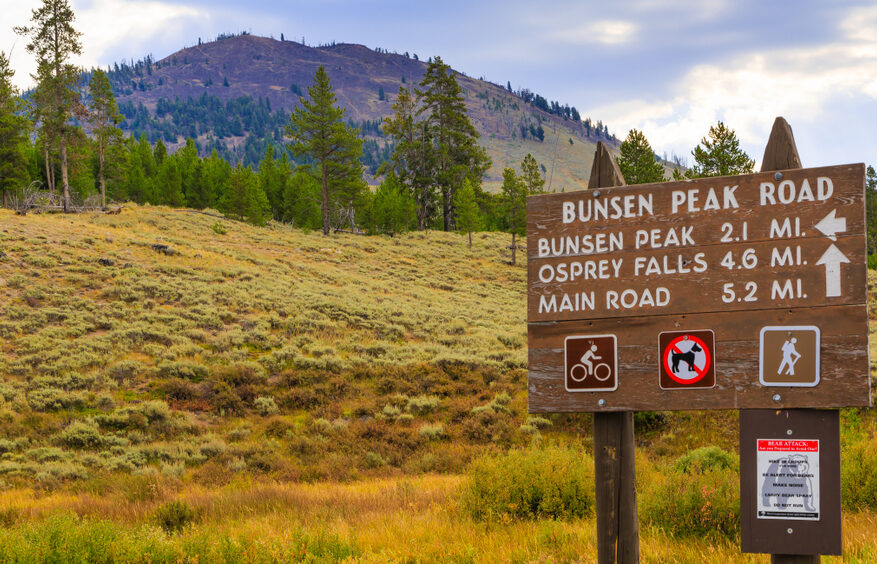 Bunsen Peak Trailhead Sign