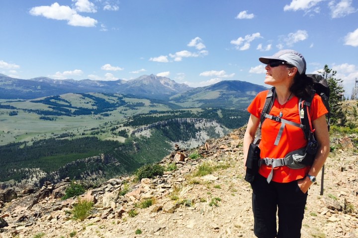 a person standing in front of a mountain