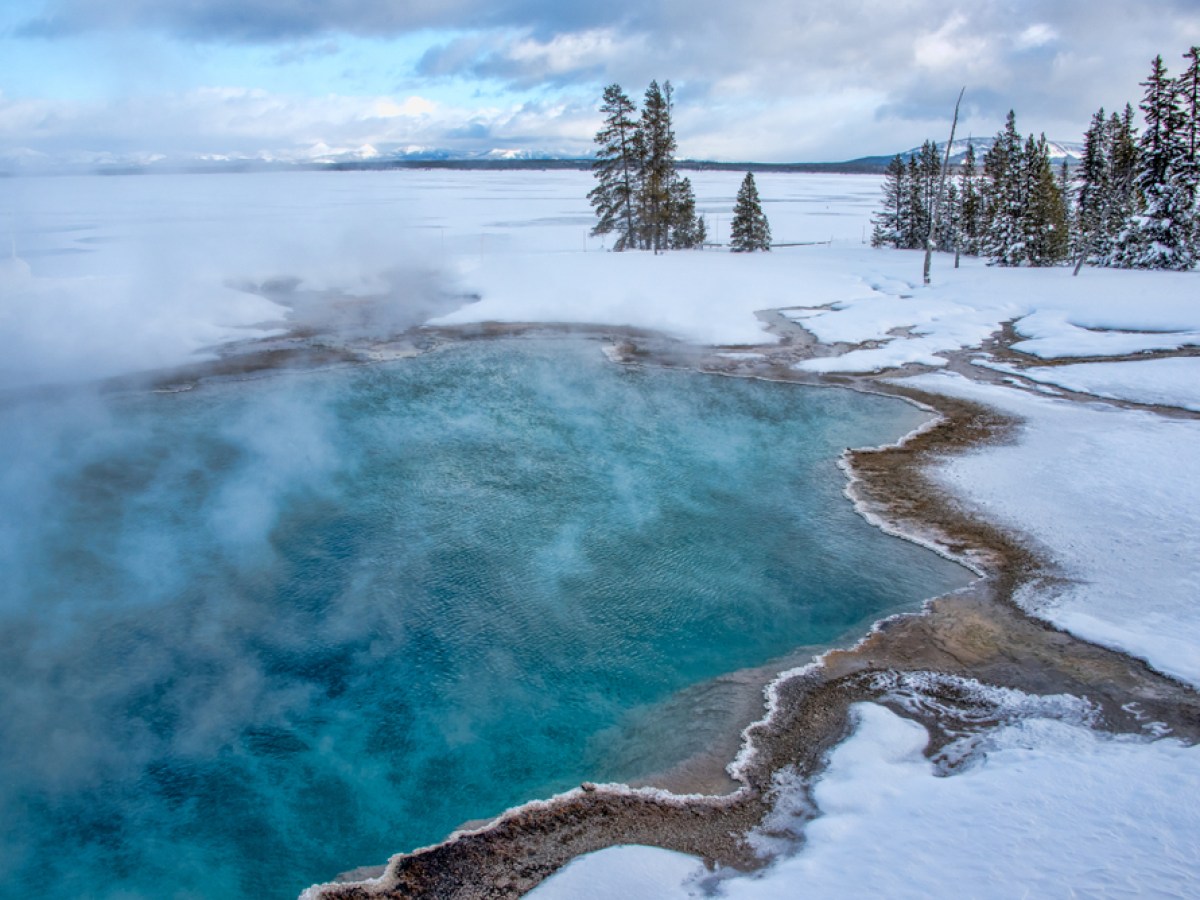 Steaming hot spring in Yellowstone