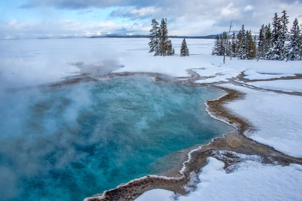 Steaming hot spring in Yellowstone