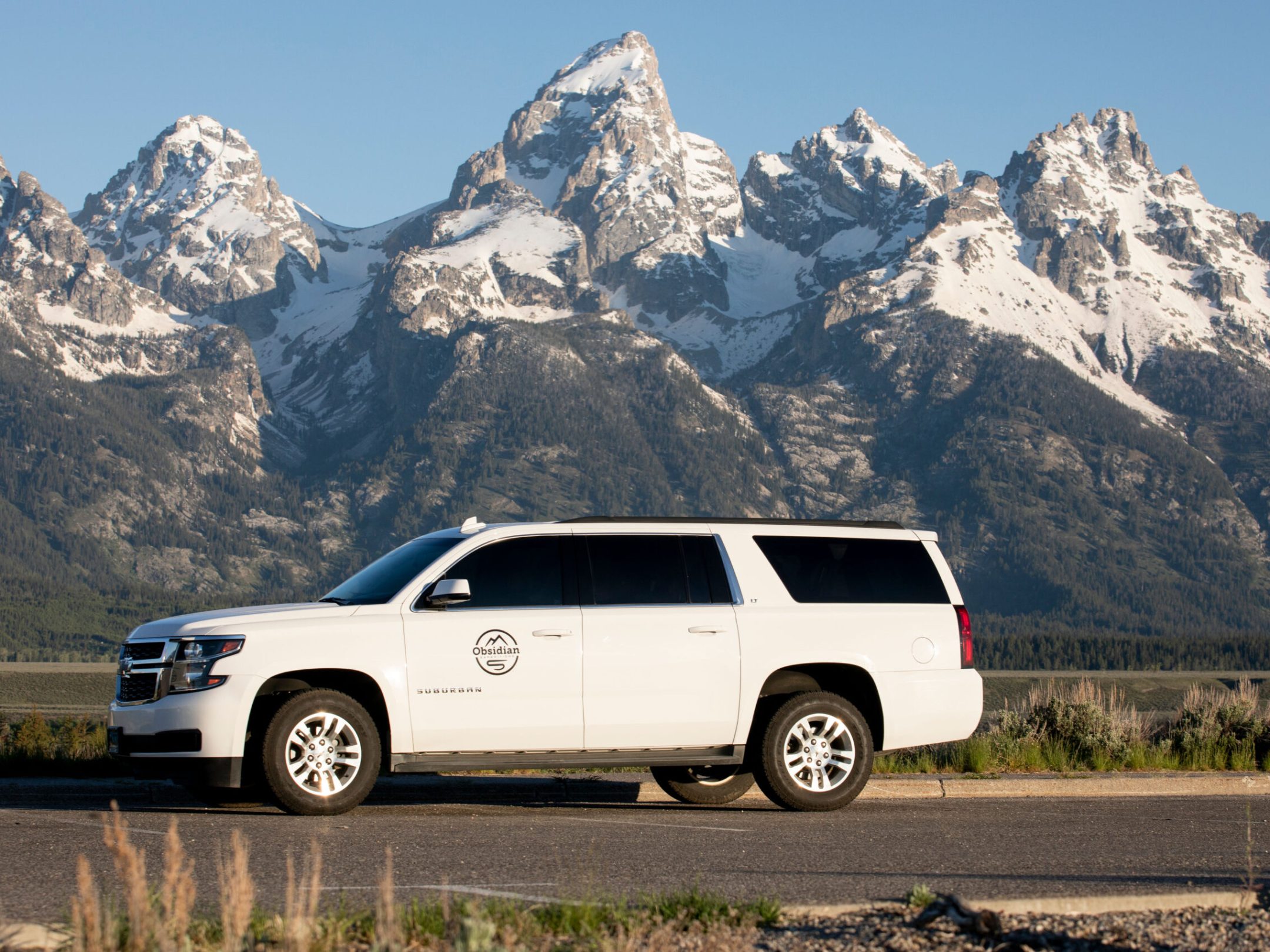 Lady Rex parked in front of the Teton Mountain Range